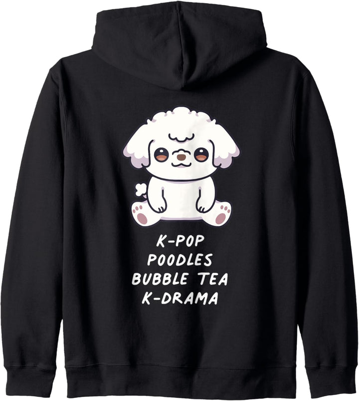 K-Pop Pudel Bubble Tea K-Drama Kawaii Dog Hundefreunde Musik Kapuzenjacke