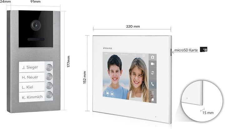 Balter EVO Video Türsprechanlage ✓ Touchscreen 7 Zoll Monitor ✓ Smartphone App ✓ 2-Draht Bus ✓ Aufpu