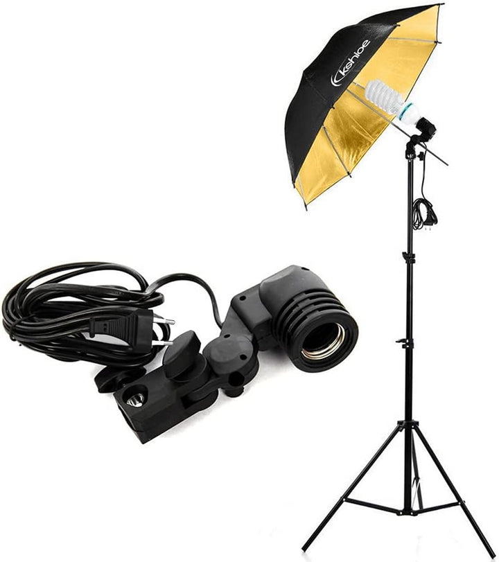 Bonnlo KS01 Fotostudio Set mit Softbox, Regenschirmen und Fotoleinwand Hintergrund – 5-in-1 Reflekto