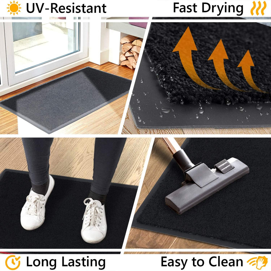 GadHome Fussmatte Schwarz 90x150 cm|Eingangstürmatte wasserdicht waschbar strapazierfähiger Schmutzf