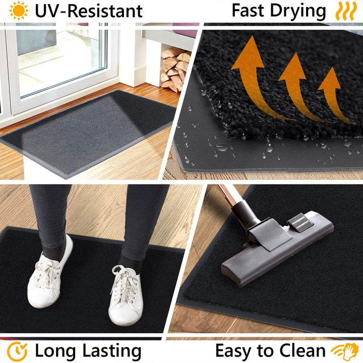 GadHome Fussmatte Schwarz 90x150 cm|Eingangstürmatte wasserdicht waschbar strapazierfähiger Schmutzf