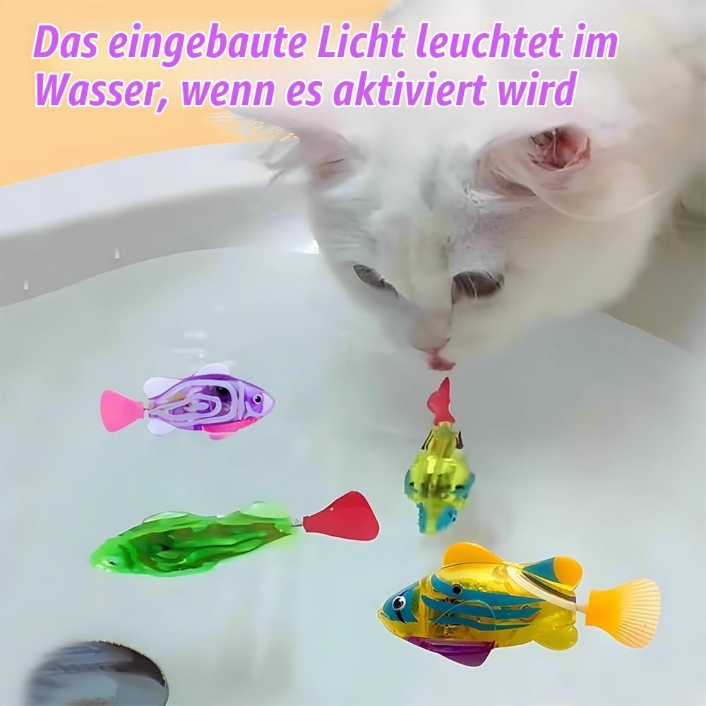 4PCS Elektronischer Haustier Fisch, Schwimmen Roboter Fisch Spielzeug für Katzen, Elektrisches Fisch