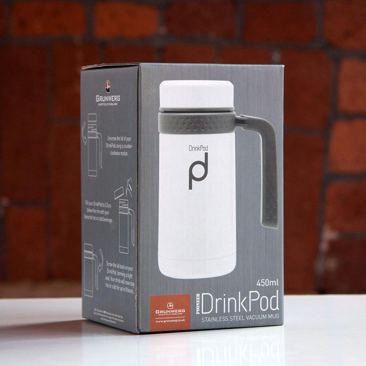 DrinkPod Pioneer auslaufsichere Vakuum-Isolierflasche, Thermostasse, Fläschchen, Edelstahl, 0,45 Lit
