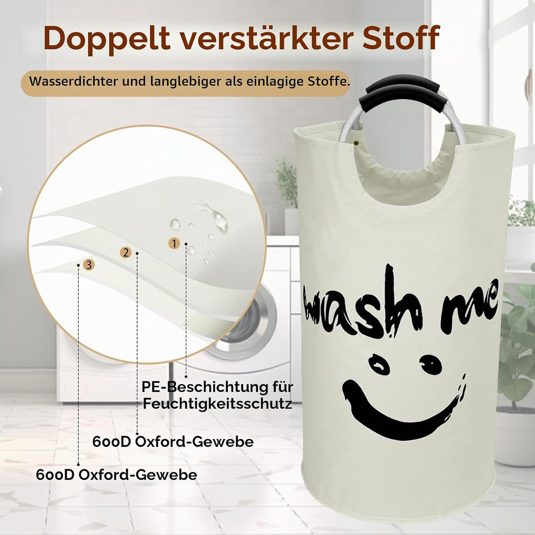 IHOMAGIC 115L Extra Gross Wäschesammler, Zusammenklappbare Wäschetonne 600D Oxford-Stoff Wäschesack