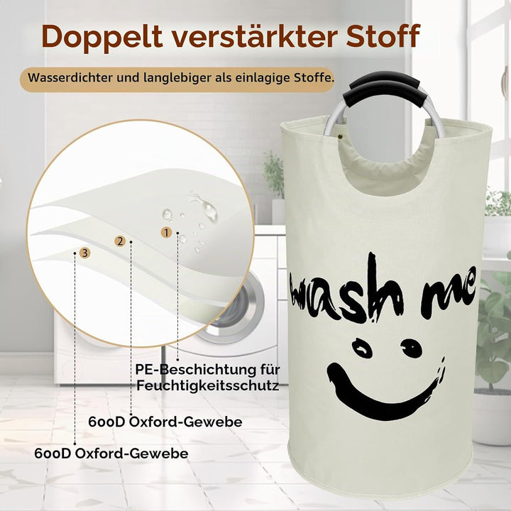 IHOMAGIC 115L Extra Gross Wäschesammler, Zusammenklappbare Wäschetonne 600D Oxford-Stoff Wäschesack