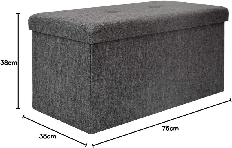 DuneDesign Sitzbank mit 80L Stauraum - 76x38x38 cm Sitzhocker - Faltbare Sitztruhe mit Trennwand Tru