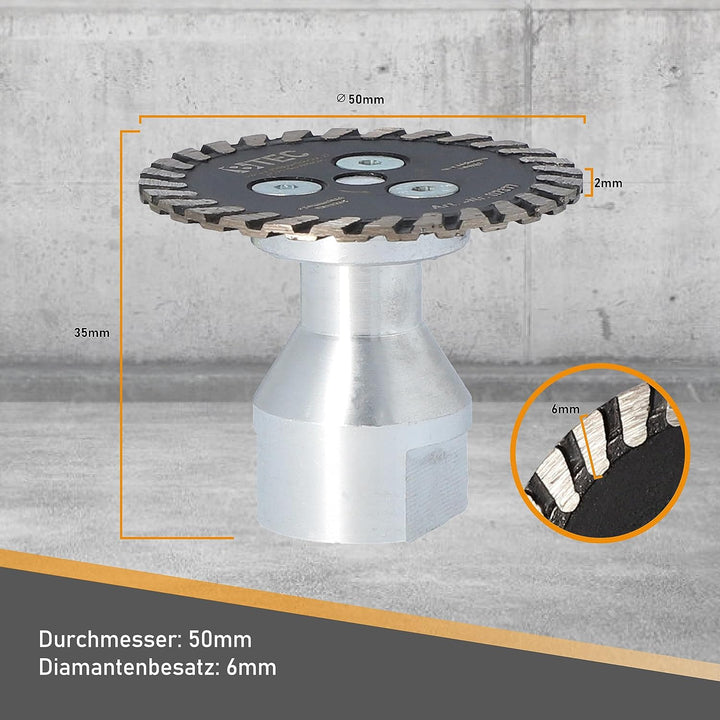Diamant-Trennscheibe Fliesentrennscheibe Mini Turbo Fliese 50mm M-14 Aufnahme BTEC