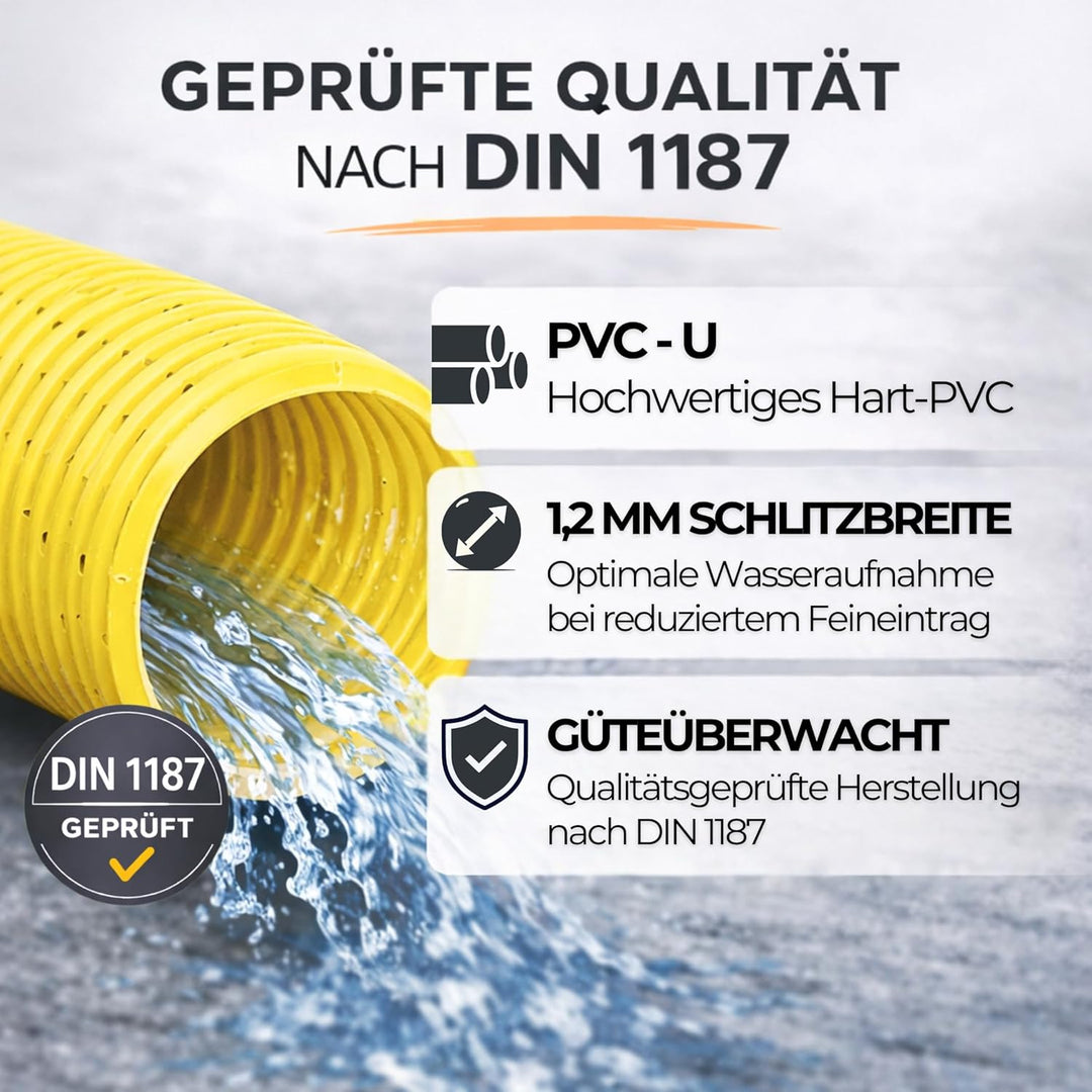 Drainagerohr DN100 10m flexibel &amp; perforiert – PVC Sickerrohr gewellt und geschlitzt – schützt vor S