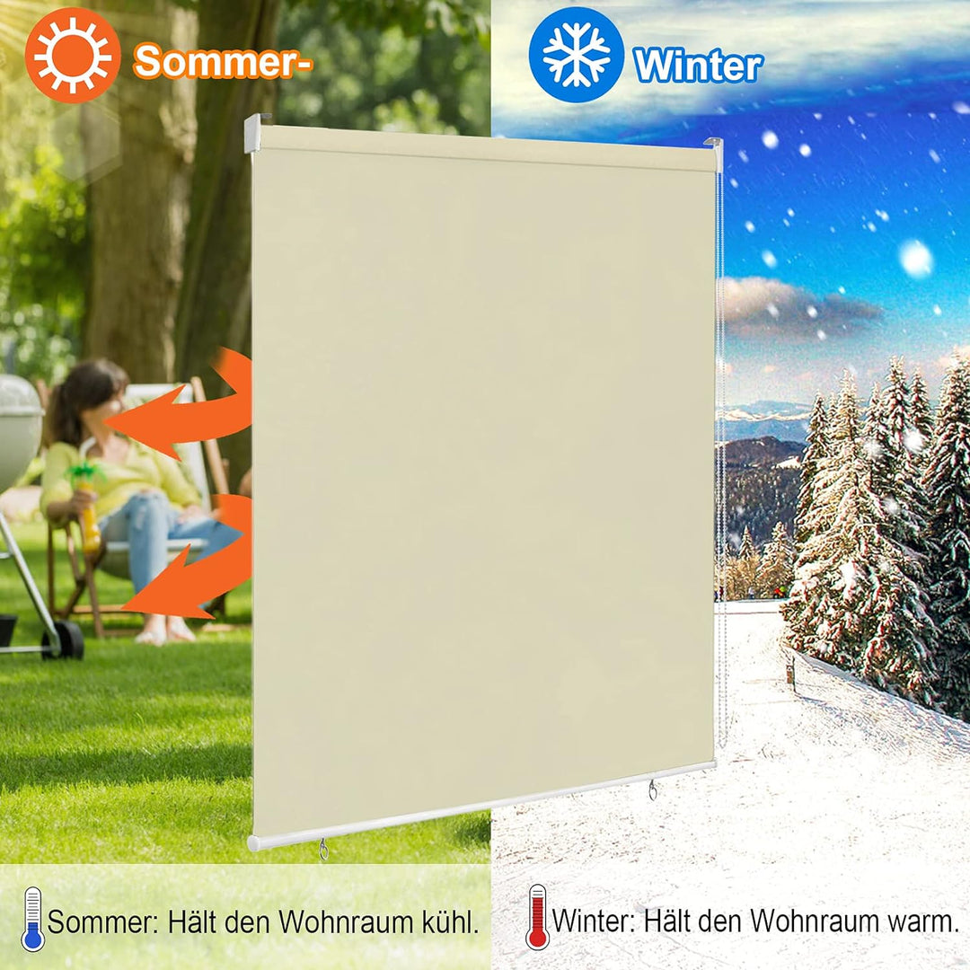 Yznahre Beige Senkrechtmarkise Vertikalmarkise Aussenrollo, 180x240cm Sichtschutz Sonnenschutzrollo