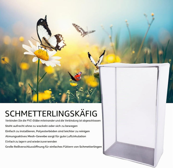 Schmetterling Lebensraum Käfig Bausatz, Outdoor Insekten Netzkäfig mit grossem Platzangebot und Reis