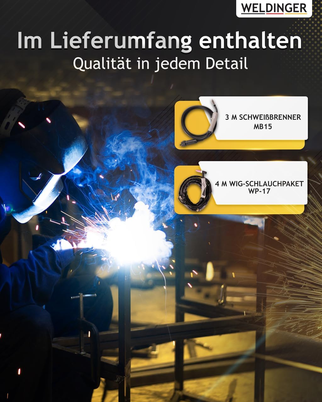 WELDINGER Kombischweissinverter MWE 202 HF SYN dig mit HF-Zündung MIG MAG DC-WIG MMA Schweissgerät 5