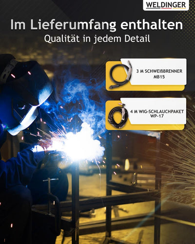 WELDINGER Kombischweissinverter MWE 202 HF SYN dig mit HF-Zündung MIG MAG DC-WIG MMA Schweissgerät 5