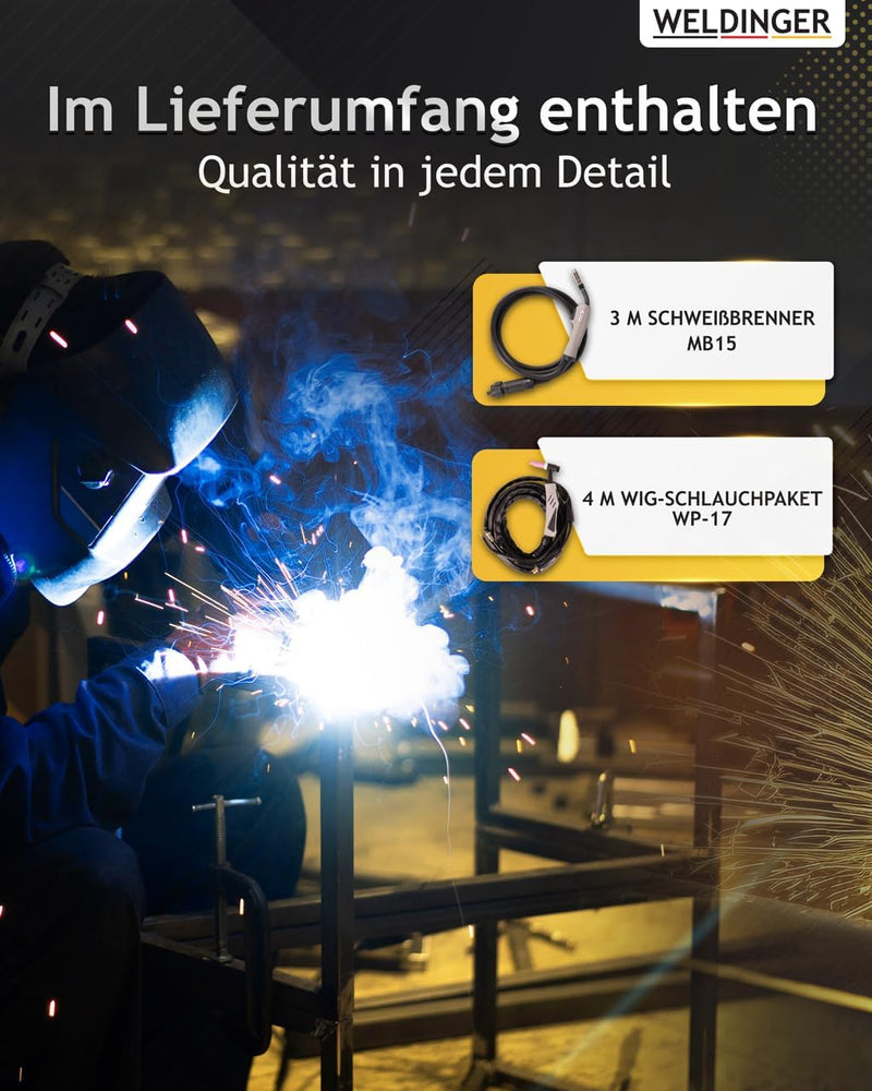 WELDINGER Kombischweissinverter MWE 202 HF SYN dig mit HF-Zündung MIG MAG DC-WIG MMA Schweissgerät 5