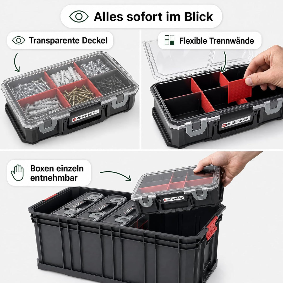 Sortimentskasten Set 7-tlg., Kleinteilemagazin mit Trennwänden