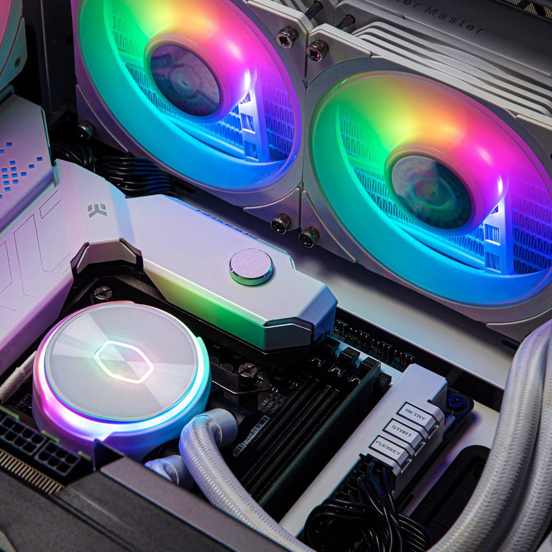 Cooler Master MasterLiquid PL240 Flux CPU-Kühler - AIO Wasserkühlung mit 2 x 120mm Lüfter, 240mm Küh