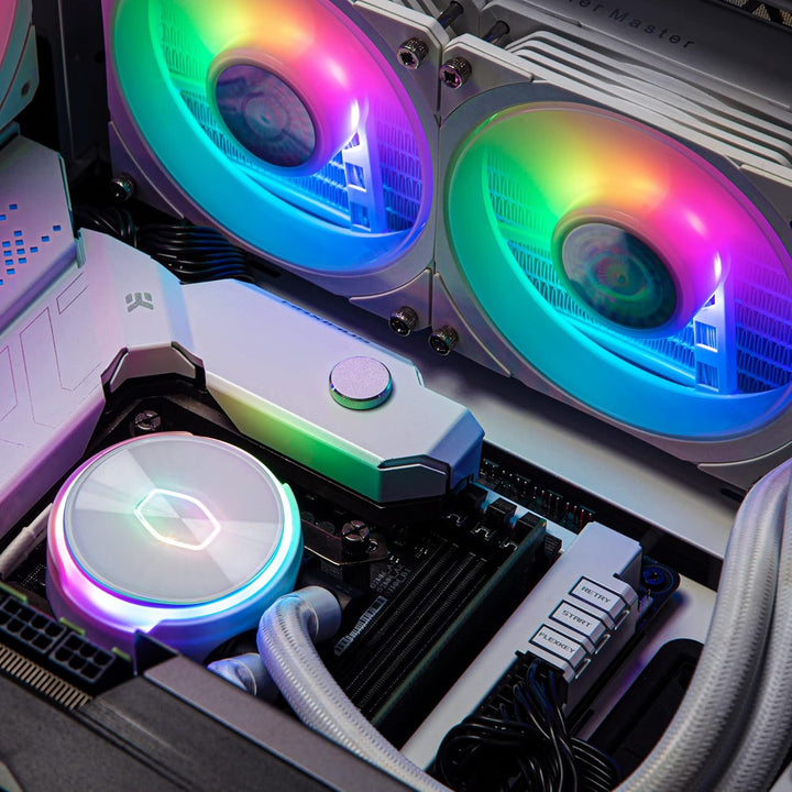Cooler Master MasterLiquid PL240 Flux CPU-Kühler - AIO Wasserkühlung mit 2 x 120mm Lüfter, 240mm Küh