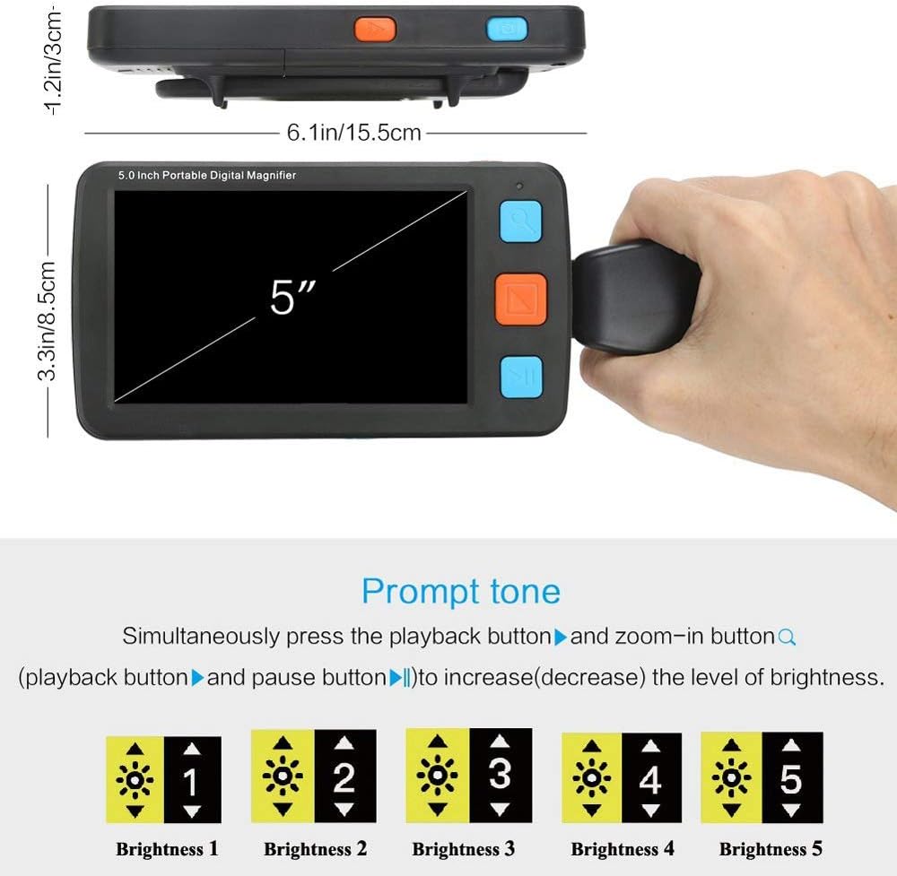 Low Vision Digitale Elektronische Leselupe,Mobile Lesehilfe mit 5 Zoll LCD-Monitor