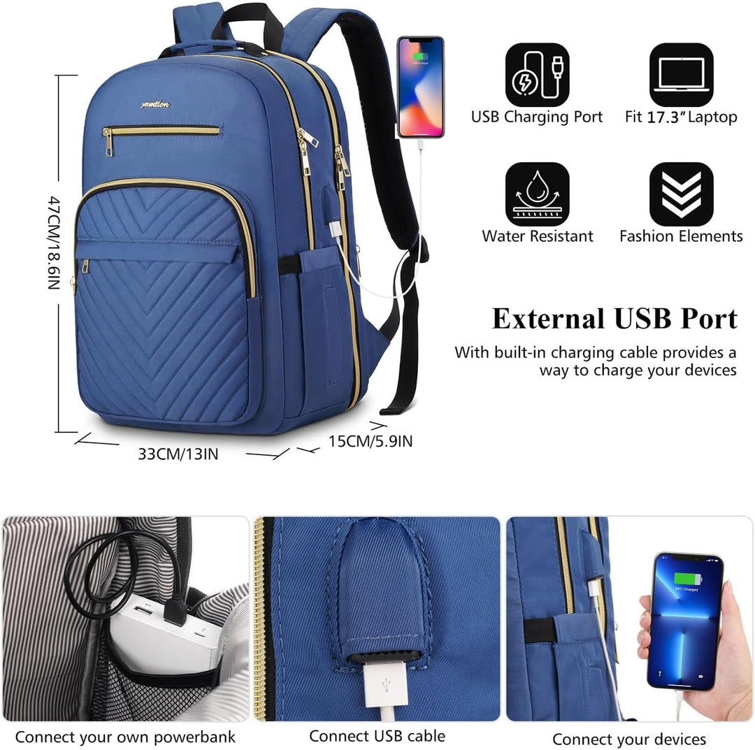 YAMTION Rucksack Damen,Schulrucksack Mädchen Teenager Schultasche Frauen 17.3 Zoll Laptop Rucksack m