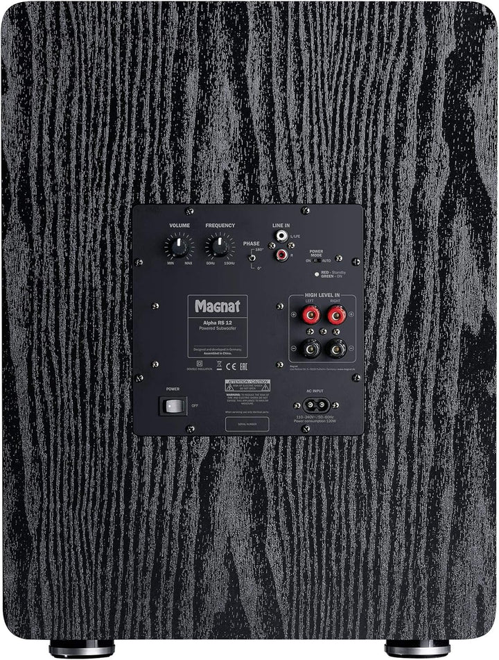 Magnat Alpha RS 12, Aktivsubwoofer mit 300 mm grosser Membran und bis zu 240 Watt Leistung Schwarz,