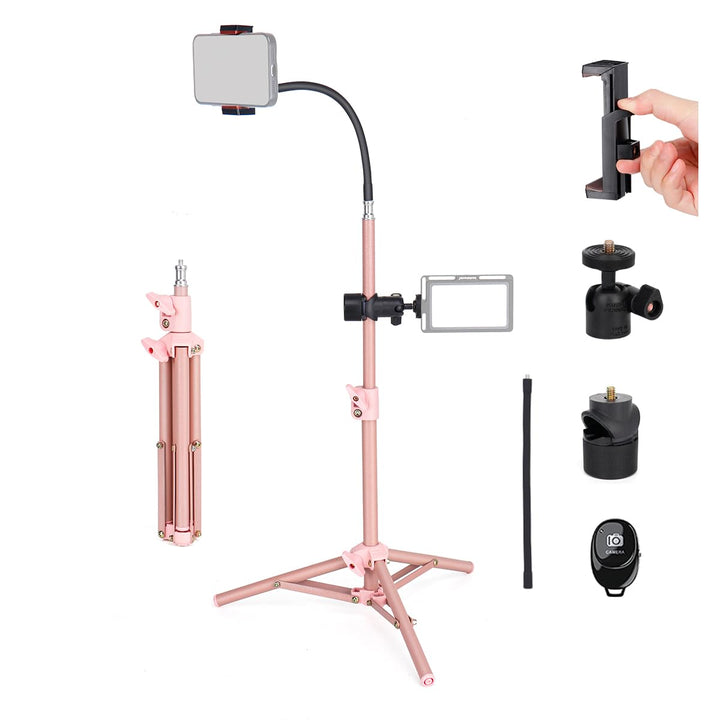 Koolehaoda 60cm Hoch Handy Stativ Flexibel Tischstativ mit 360° Kugelkopf und 26cm Schwanenhals, Sch