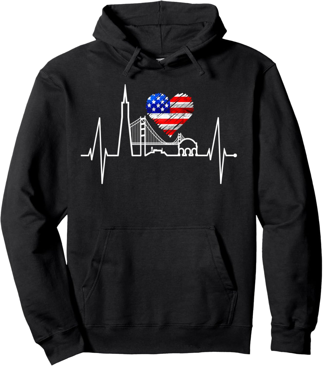 San Francisco Skyline Herzschlag Kalifornien San Francisco Pullover Hoodie