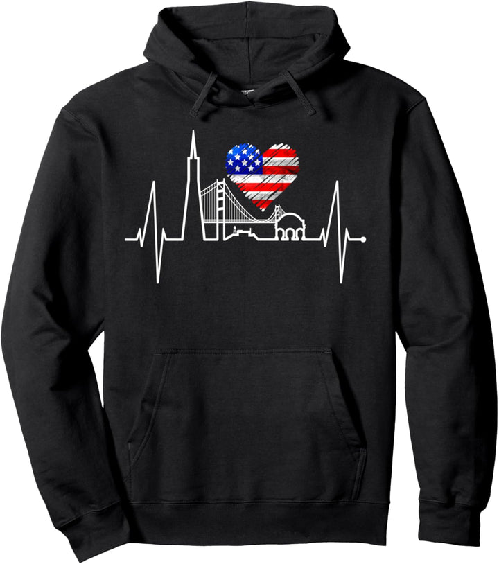 San Francisco Skyline Herzschlag Kalifornien San Francisco Pullover Hoodie
