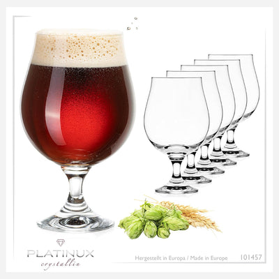 PLATINUX Bierpokale 500ml (max. 660ml) Set 6-Teilig Biergläser aus Crystalline Glas Bierkelche Biert