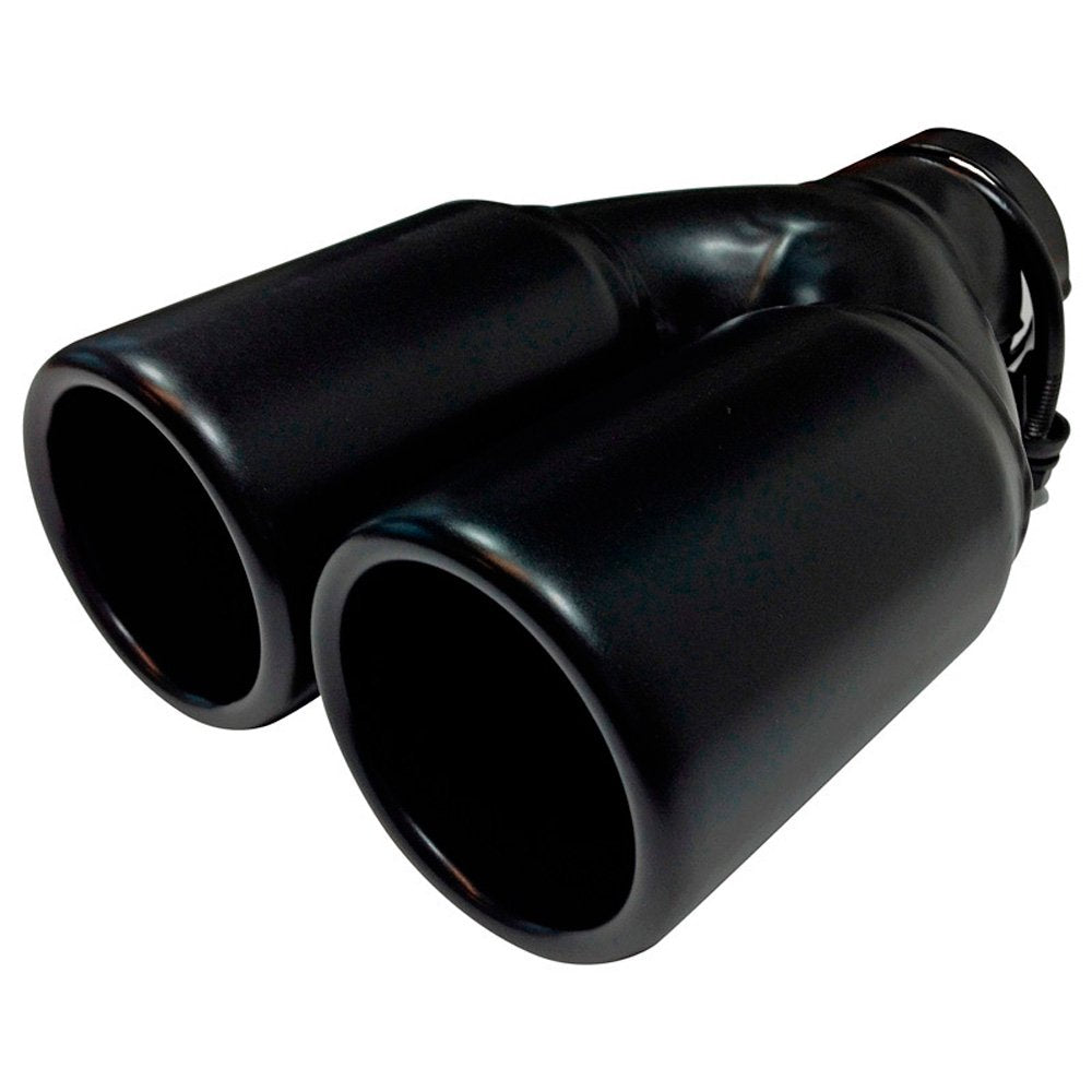 AUTO-STYLE Endrohr Stahl/Schwarz - 2x rund 76mm - Länge 220mm - 45-60mm Anschluss