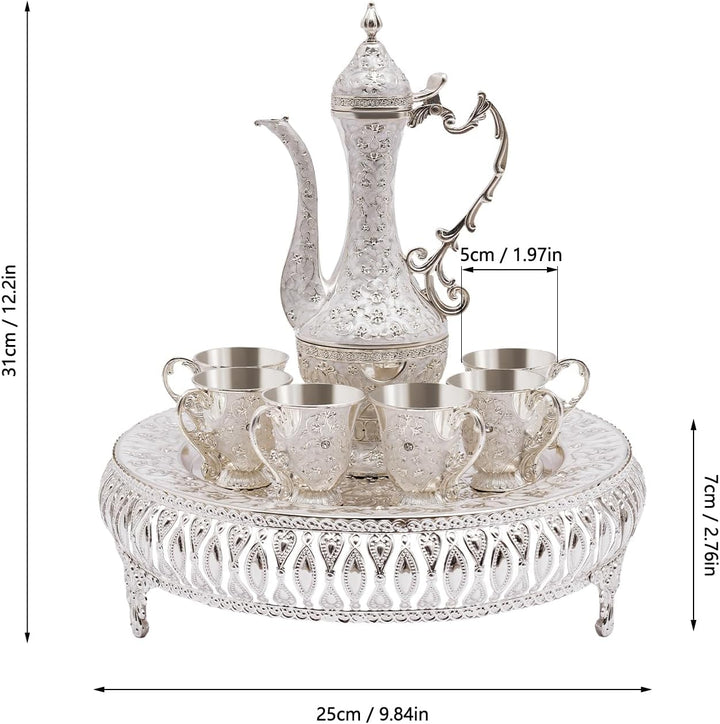 Türkische Kaffeekanne Set, Vintage Teeservice Set, Metall Russisches Samowar Weinglas mit 6 Luxuriös