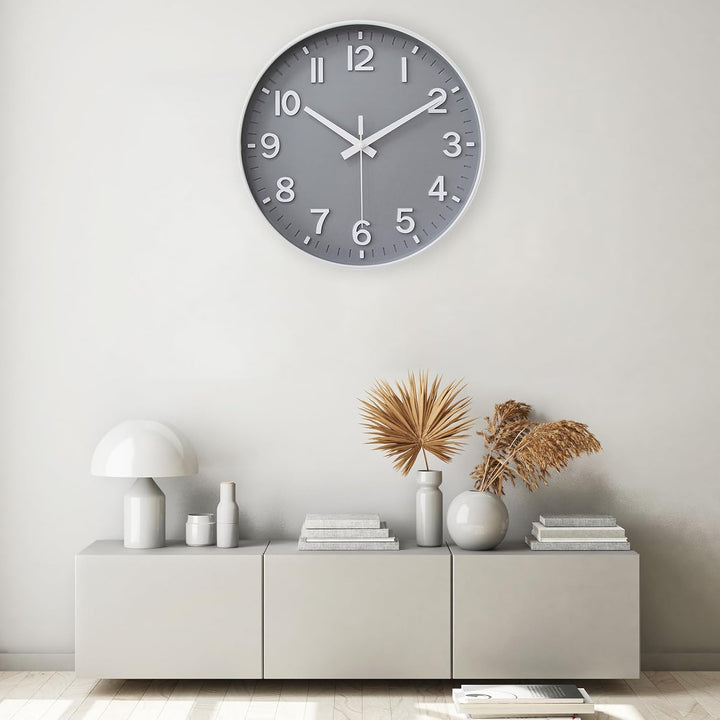 HZDHCLH 30cm Lautlos Wanduhr ohne Ticken Schleichende Sekunde mit Arabisch Ziffer für Büro, Klassenz