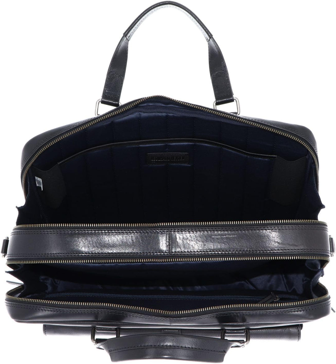 Leonhard Heyden Roma - Aktentasche 2 Fächer. mit Vortasche Leder 15" 41 cm schwarz, Schwarz
