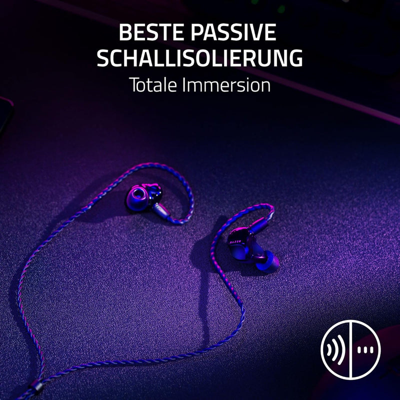 Razer Moray - Ergonomischer In-Ear-Ohrhörer für Streaming 24/7 (Hybrid-Dual-Treiber-Design, Ergonomi