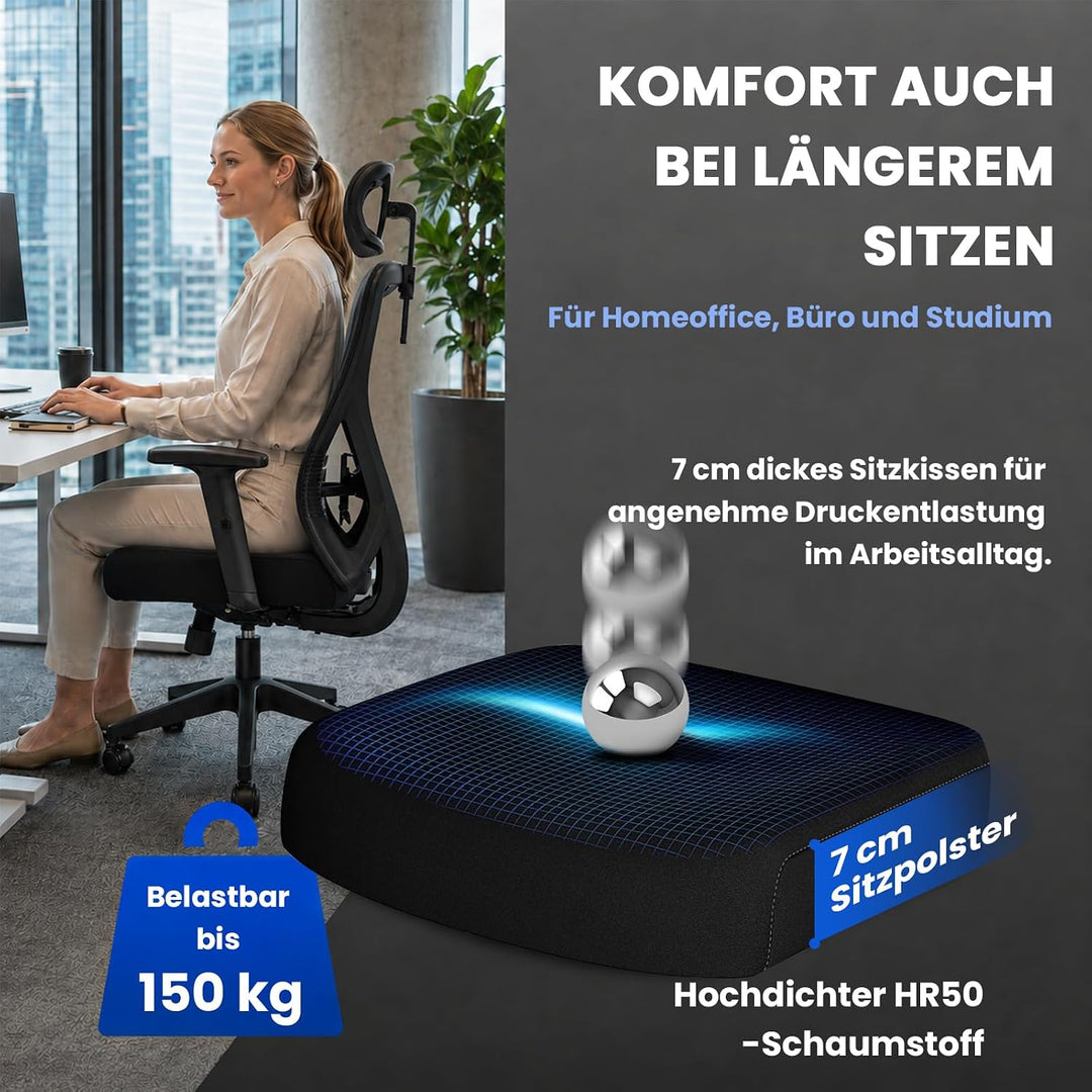 Bürostuhl Ergonomisch, Schreibtischstuhl mit Kopfstütze, Lordosenstütze und Höhenverstellbaren Armle