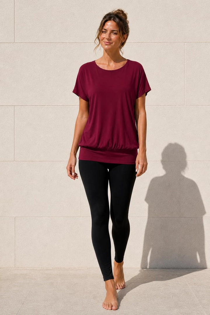Van Der Rich ® - Tshirt Kurzam Rundhalsausschnitt Sommer- Damen XXL Bordeaux, XXL Bordeaux