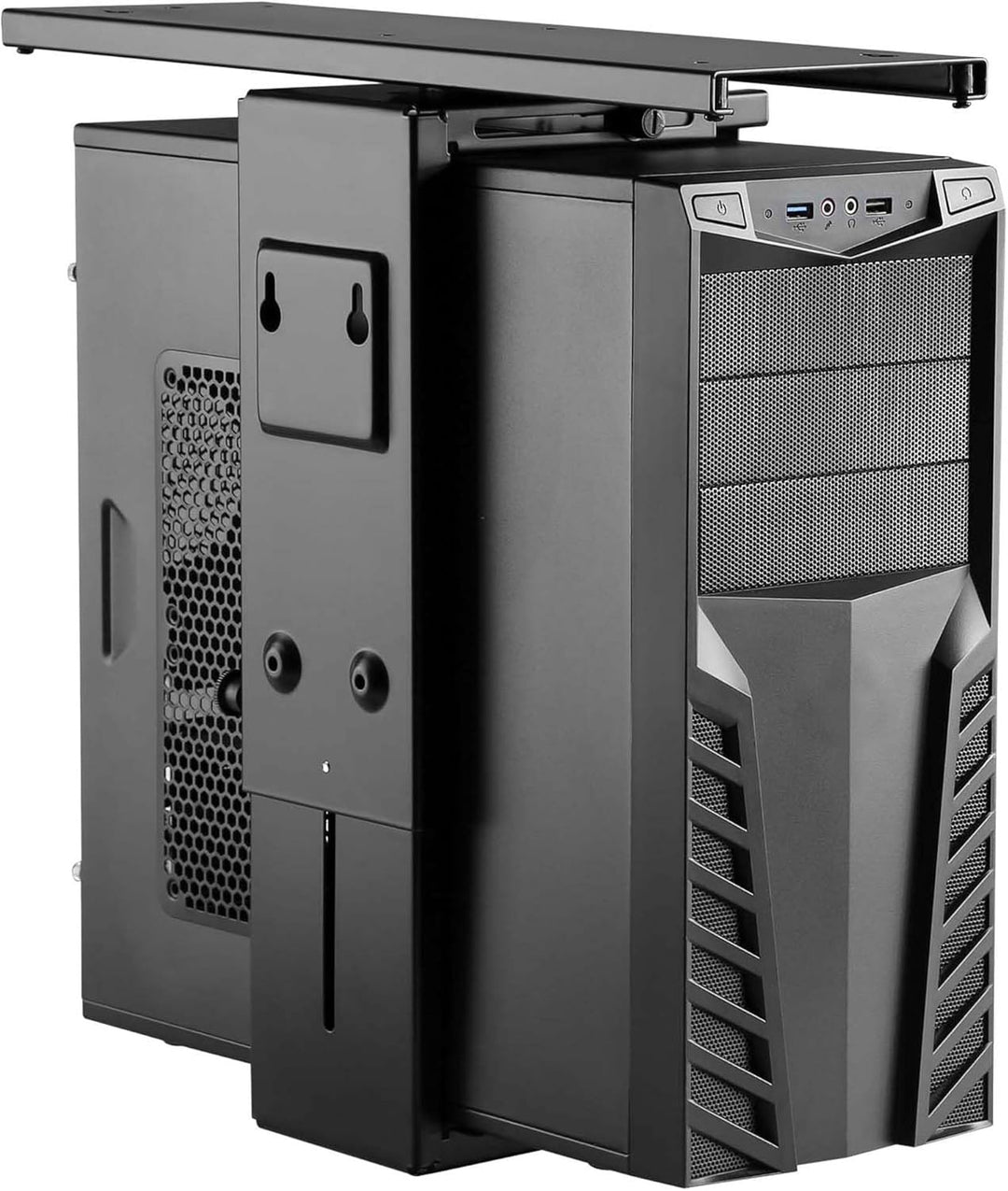 Wiltec Untertisch PC-Halterung mit Gleitschiene 360° Schwenkbar für Computer-Gehäuse bis 10kg, mit G