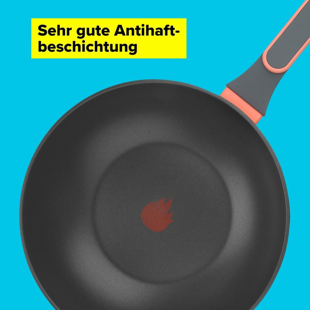 Tasty Antihaft-Wokpfanne 28 cm, induktionsgeeigneter Wok mit Tasty Heat Flame 28 cm Wokpfanne, 28 cm
