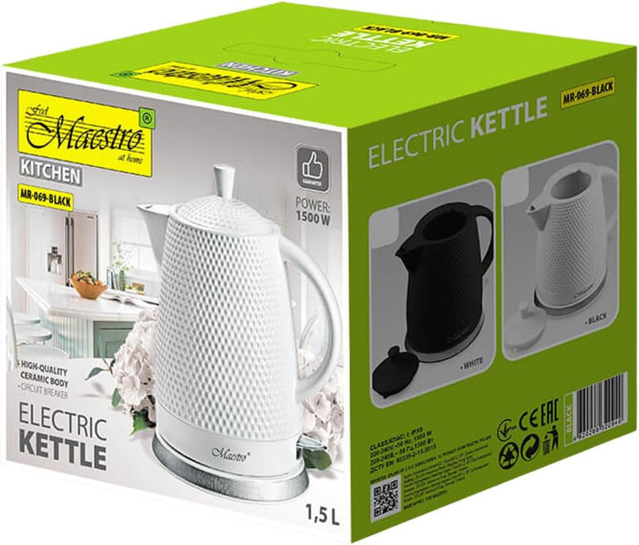 Feel Maestro Wasserkocher MR-069 1,5 l Weiss Schwarz Glaskeramik 1500 W