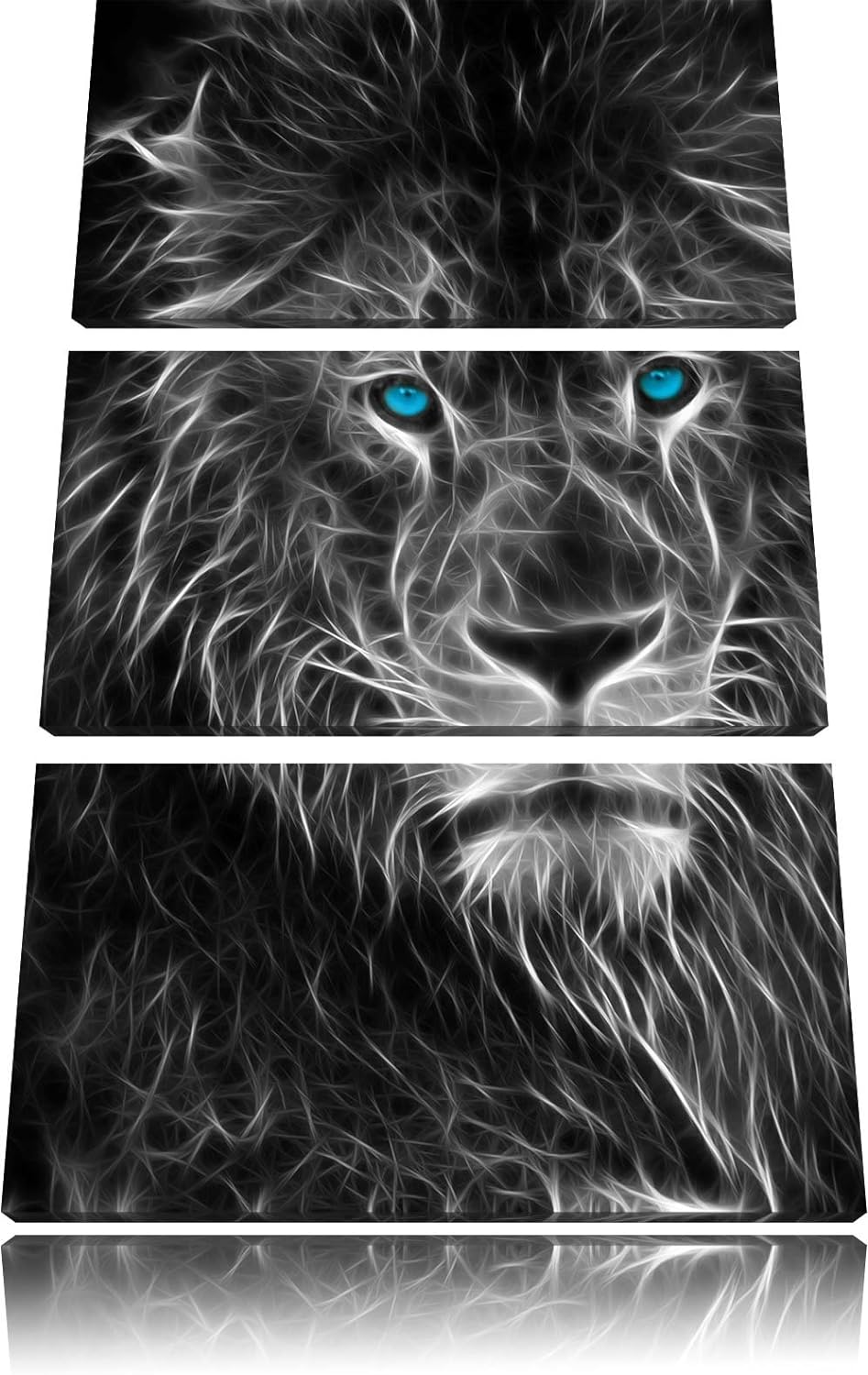 Pixxprint Dark Abstrakter Löwe als Leinwandbild/Grösse: 3 Teilig (120x80) cm/Wandbild/Kunstdruck/fer