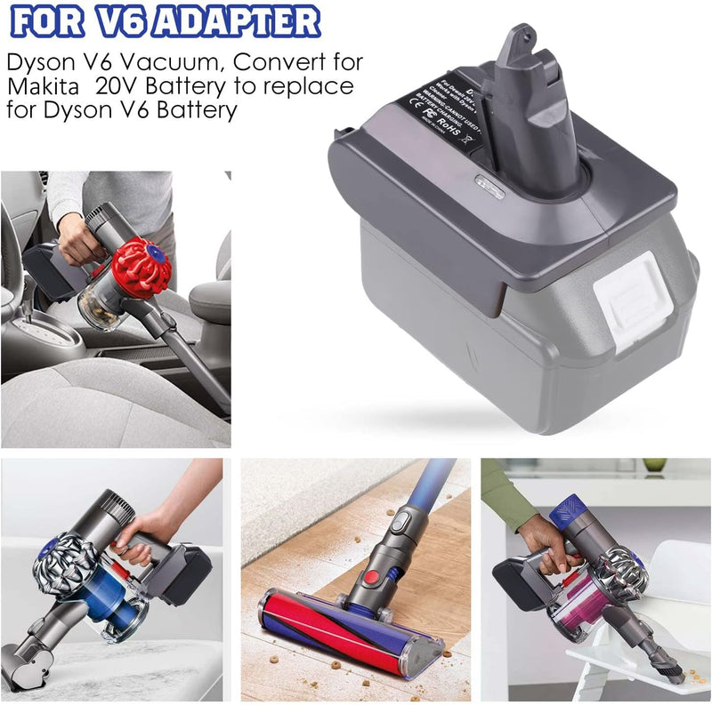 BTRUI für Dyson V6 Akku Adapter für Makita 18V Lithium Akku auf für Dyson V6 Vacuum Animal+Fluffy DC