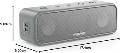 soundcore 3 Bluetooth Lautsprecher, Stereo-Sound, Audiotreiber mit Titan-Membran, PartyCast, BassUp,