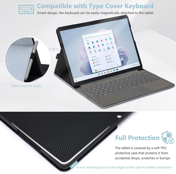 HYZUO Hülle Schutzhülle für Surface Pro 10 Business 2024, Surface Pro 9 5G 2022, Mehrwinkelbetrachtu