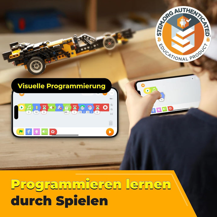 Apitor Robot R Programmierbarer Roboter für Kinder, 4-in-1 Off-Roader-Spielzeugauto Bausatz, App-Fer