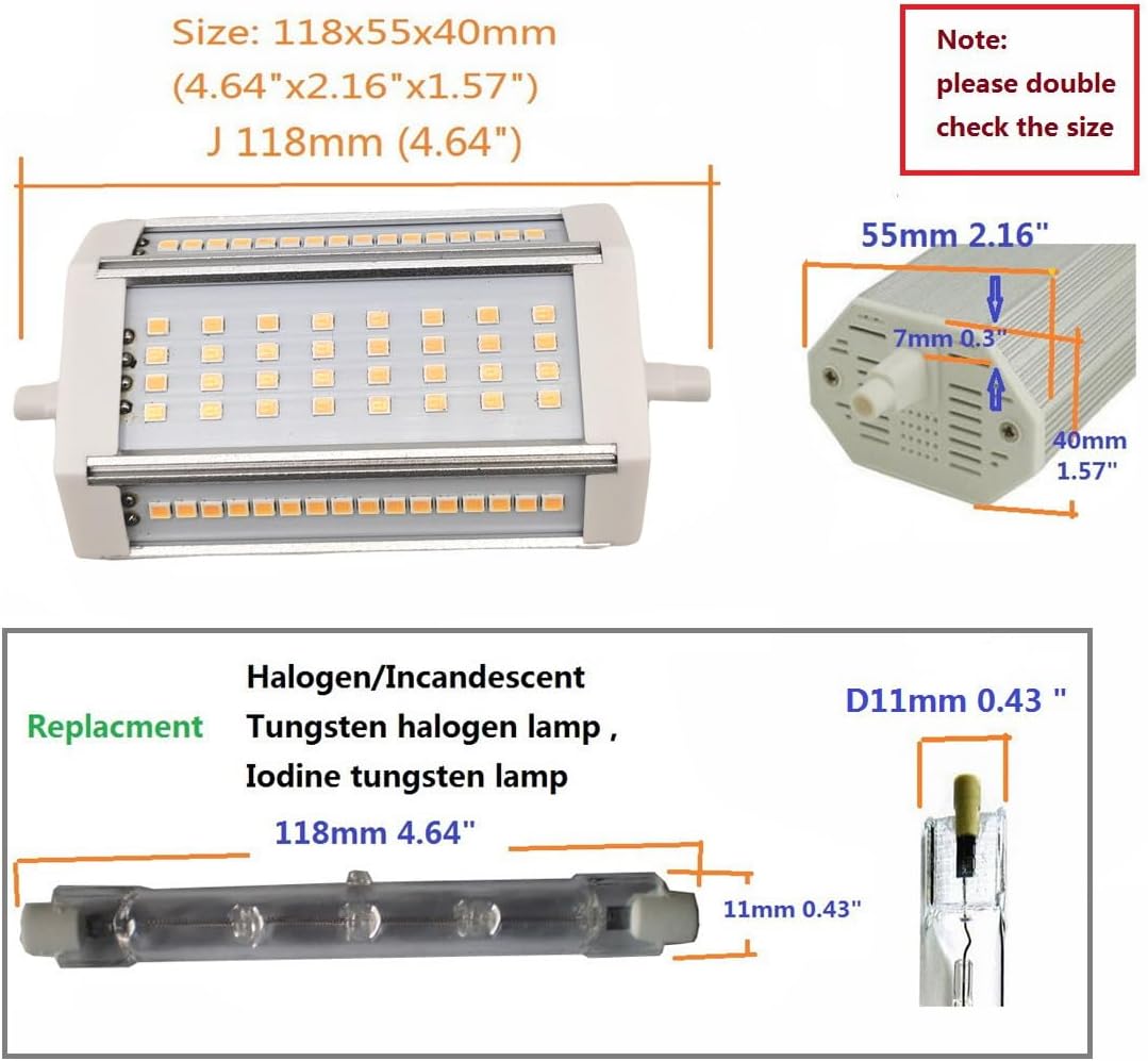 QLEE R7s Dimmbare Glühbirne J118 LED 118 mm 30W Äquivalent 300 W Halogen Glühlampe Warmes Licht 3000