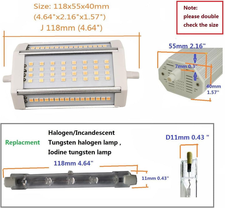 QLEE R7s Dimmbare Glühbirne J118 LED 118 mm 30W Äquivalent 300 W Halogen Glühlampe Warmes Licht 3000