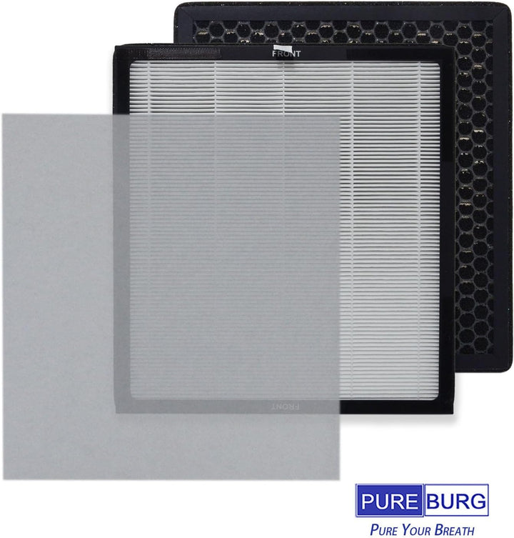 PUREBURG Ersatzfilter kompatibel mit MORENTO HY4866 Luftreiniger,2er-Pack H13 True HEPA 3-stufige Fi