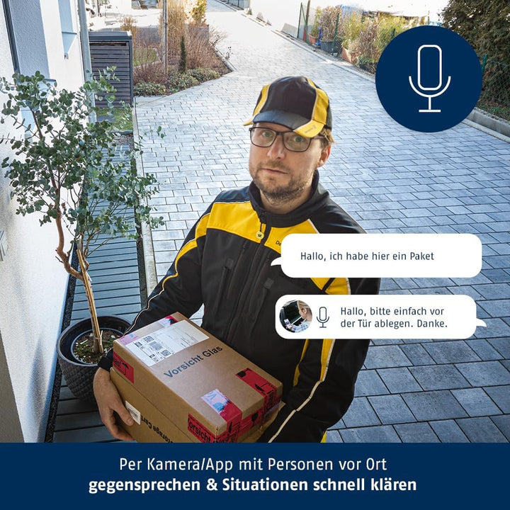 ABUS WLAN Licht Aussen-Kamera (PPIC46520) – Smarte Überwachungskamera mit Aussenleuchte, Personenerk