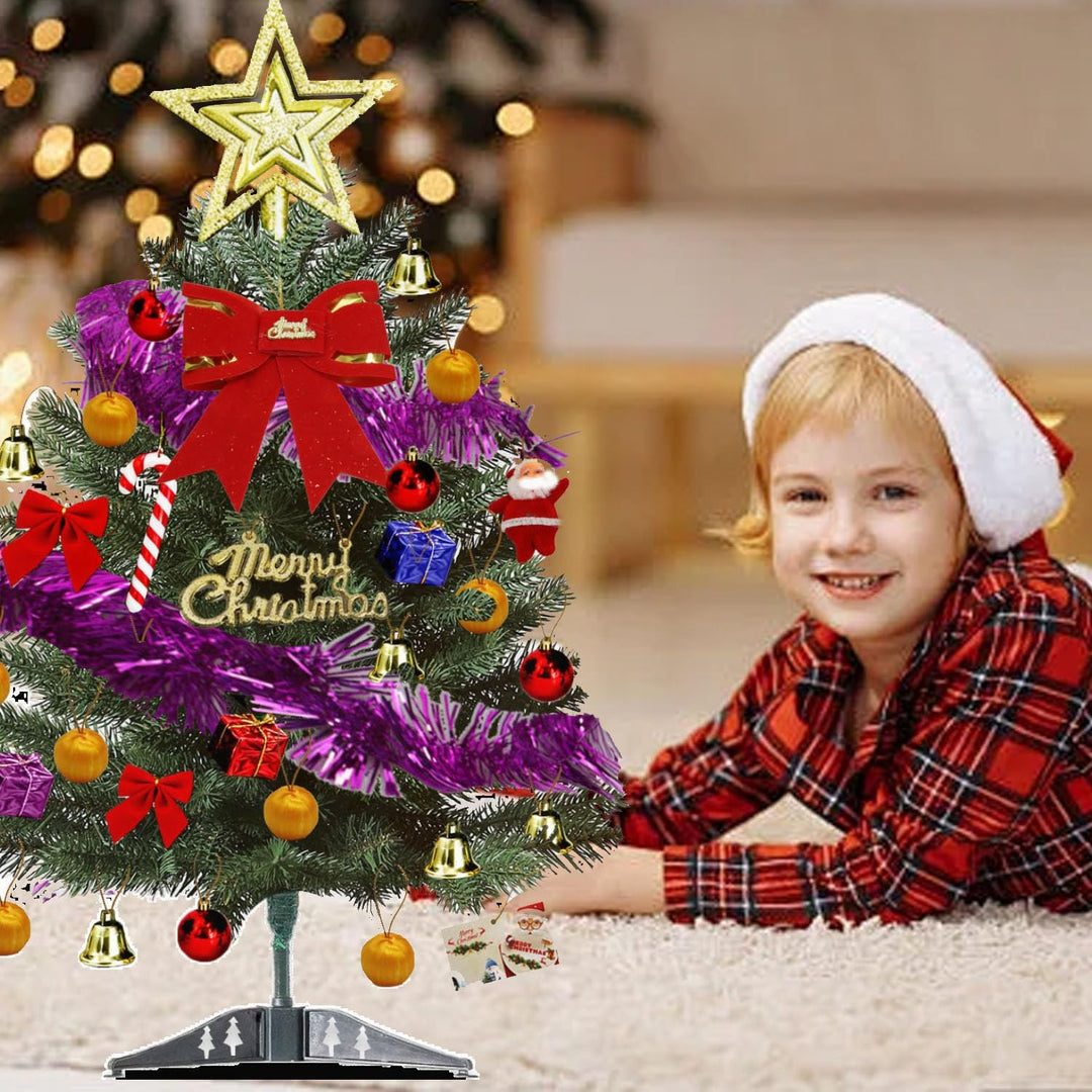 Mini Weihnachtsbaum 60cm, Künstlicher Weihnachtsbaum klein, Mini Weihnachtsbaum mit Weihnachtskugel