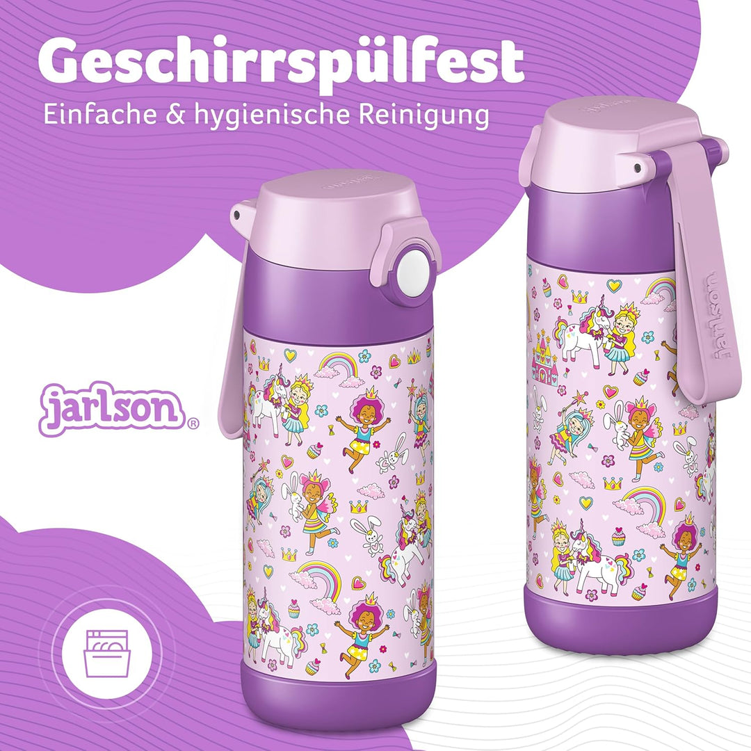 Jarlson® Trinkflasche Kinder - Thermo Edelstahl Wasserflasche - BPA frei - auslaufsicher - Kinderfla