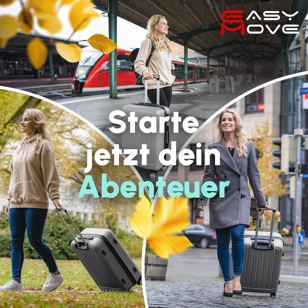 ABS Hartschalenkoffer - Ergonomisch &amp; Sicher - Trolley Koffer Set 3-teilig mit 360° Rädern, Zahlen-S