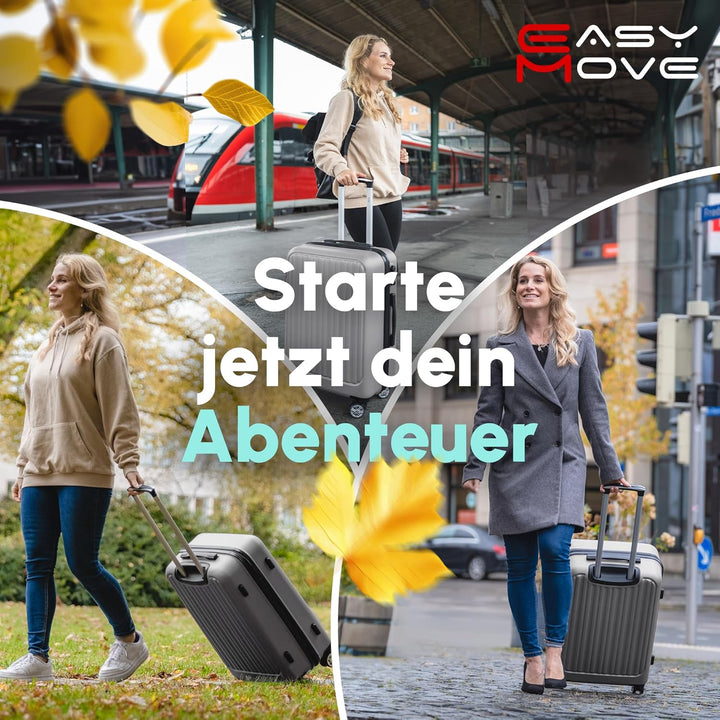 ABS Hartschalenkoffer - Ergonomisch &amp; Sicher - Trolley Koffer Set 3-teilig mit 360° Rädern, Zahlen-S